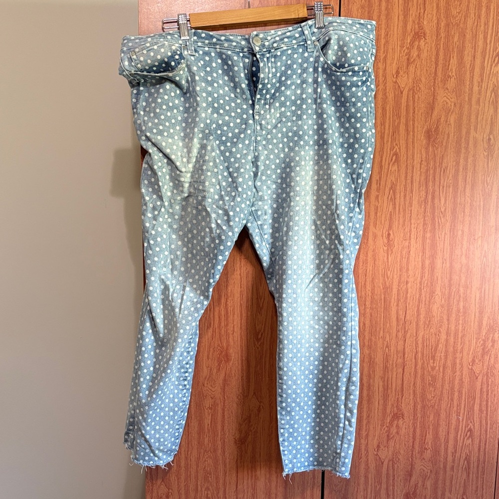 LC Laure Conrad Worn Rugged Look Polka Dot Pants